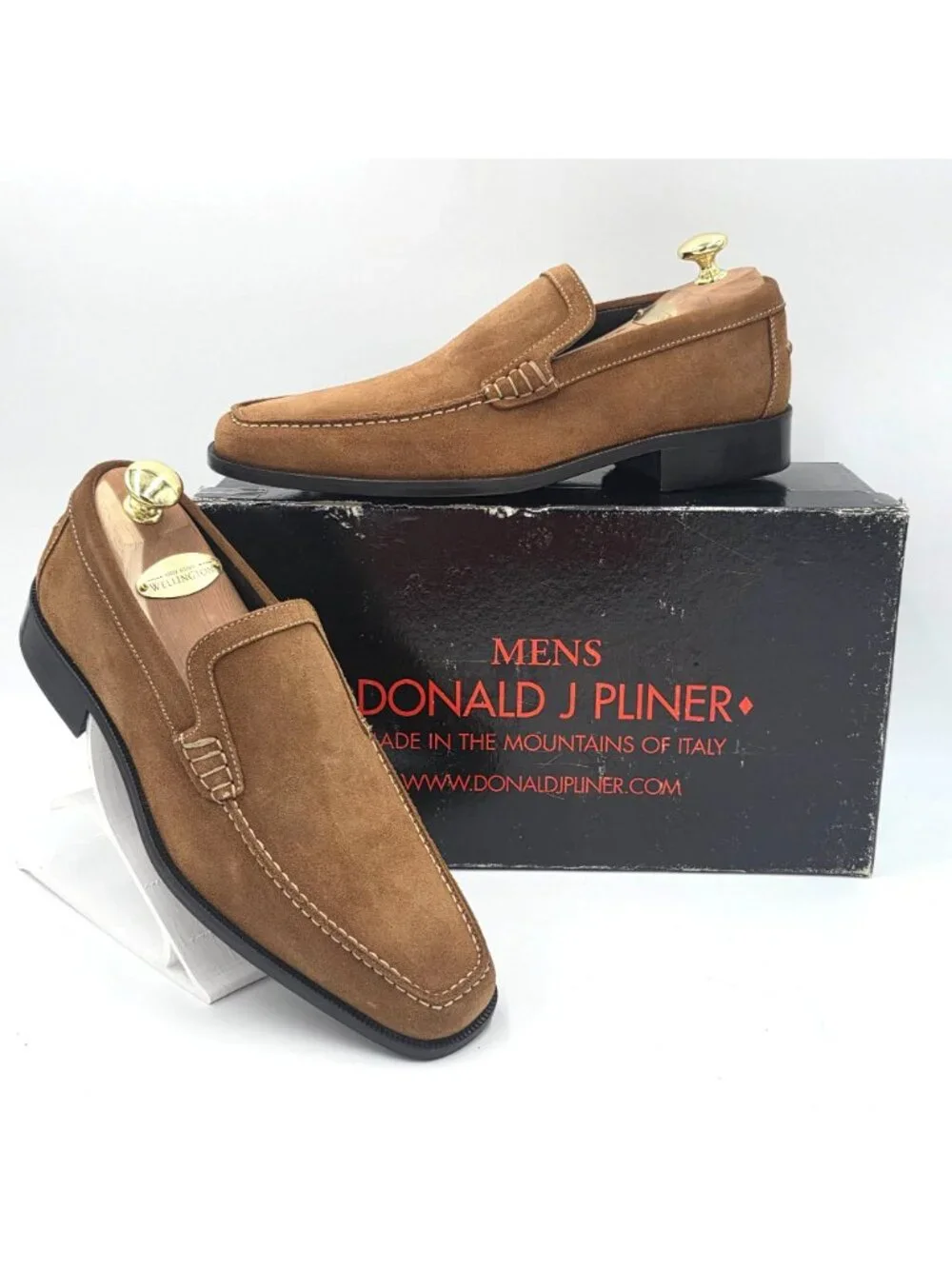 NEW Donald J. Pliner Italy Camel Tan Sport Suede Loafers Dress Shoes Men size 7M - Picture 14 of 15